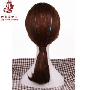 Extensions de cheveux multicolores gravées au laser de 95 cm, coussinets de perruque tressés en fil or et argent (26 couleurs), crochets d'oreilles et accessoires pour cheveux colorés et scintillants