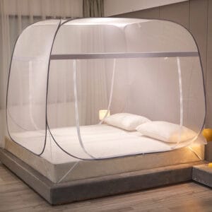 Aucune installation requise, pliable, moustiquaire, adaptée à un usage domestique, 1,5 m/1,8 m, trois portes, style transfrontalier.