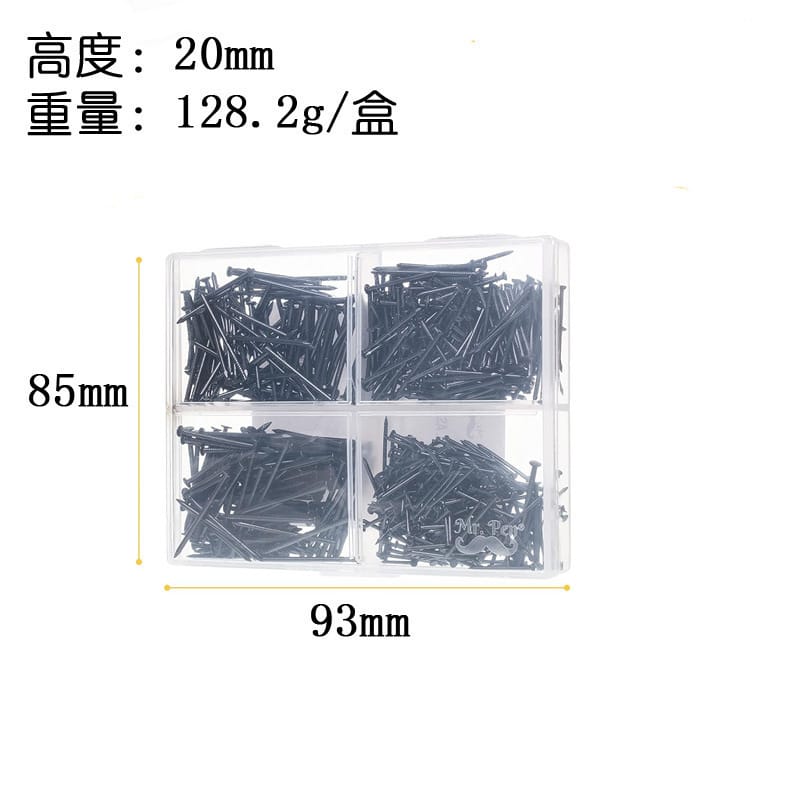Kit de 200 clous en acier noir, 20/25/30/38 mm – Image 4