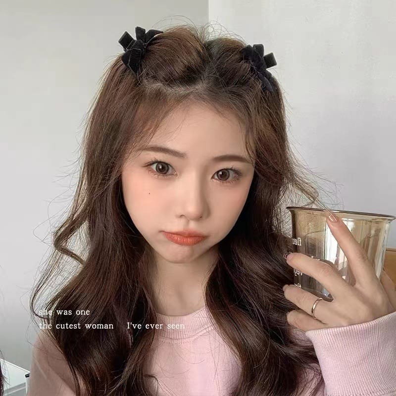 Pince à cheveux double face à nœud, style Jin Chen, pince à cheveux en velours, pince à cheveux style princesse, pince latérale, accessoire pour frange. – Image 2