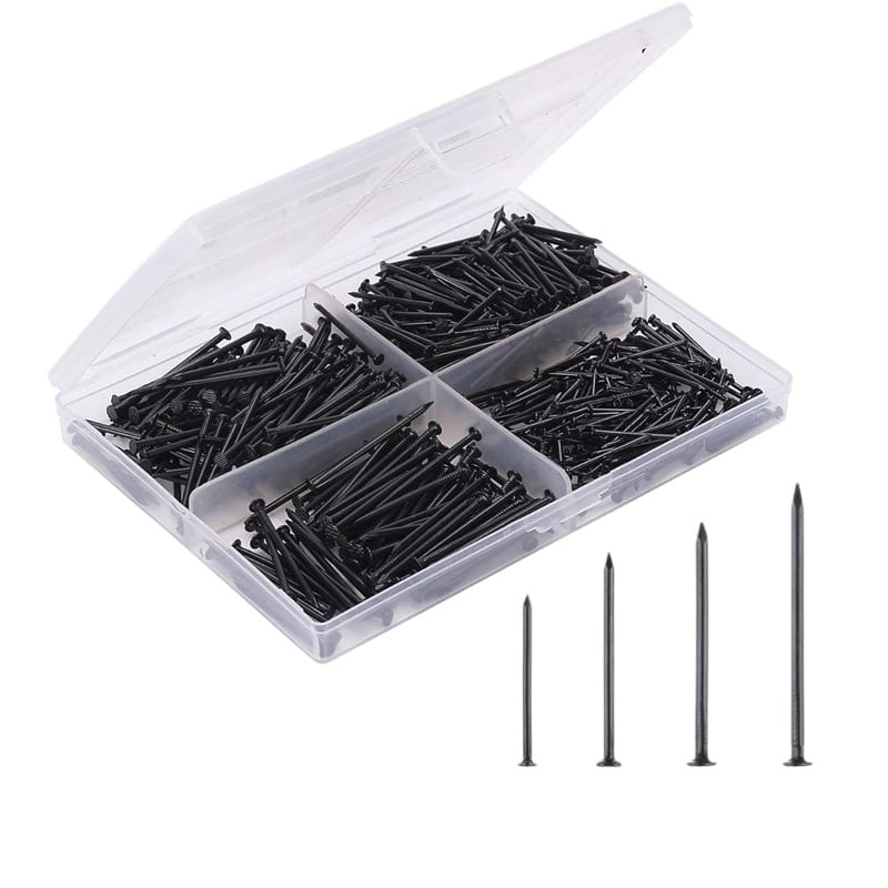 Kit de 200 clous en acier noir, 20/25/30/38 mm