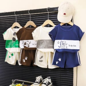 Ensemble rayé à manches courtes pour enfants