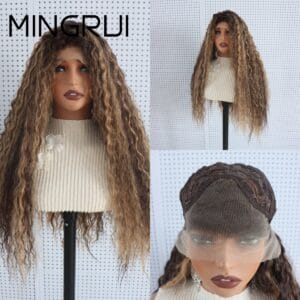 perruques de style européen et américain, perruque frontale en dentelle, cheveux  longs et bouclés
