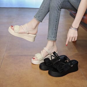 Sandales compensées à plateforme croisée pour femmes