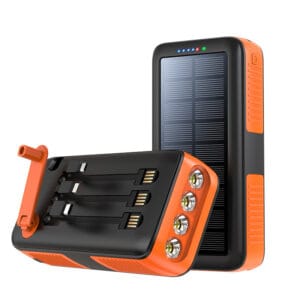 Batterie externe portable solaire à manivelle