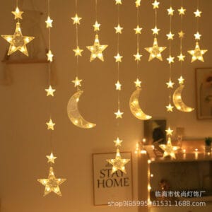 Nouvelle guirlande lumineuse LED solaire en forme d'étoile et de lune